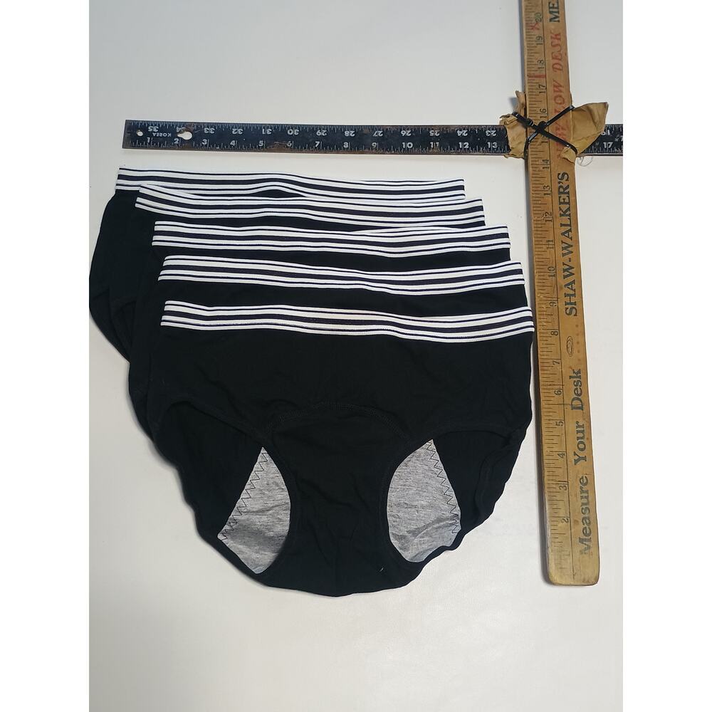 Five Pack Black Elastic Waistband Women's Underwear L